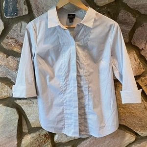 3/4 Sleeve Thin Striped Light Button Up Blouse